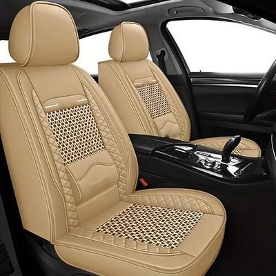 2 coprisedili per auto in similpelle con rete traspirante Supporto lombare, universale per berline, SUV e camion, protezione per sedile anteriore in pelle PU impermeabile per tutte le stagioni,