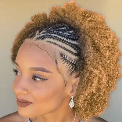 Afro Curly 13x4 Lace Human Hair With Pre Made Cornrow Braided Kinky Curly Wig With Baby Hair Wig for Woman