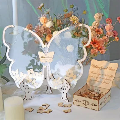 Custom Name Butterfly Guest Book Alternative XV Quinceañera Birthday Party Personalized Sweet 16 Baby Shower Wedding Decoration