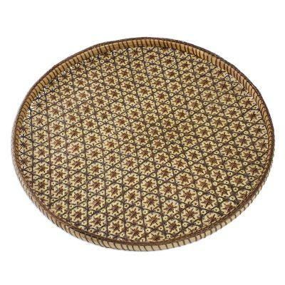 Presenting Pikul,'Handcrafted Woven Flower Motif Rattan Tray (11 inch)'