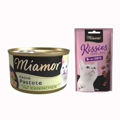 12 x 85 g Miamor Paté + 50 g Miamor Kissies con Anatra gratis! - Coniglio