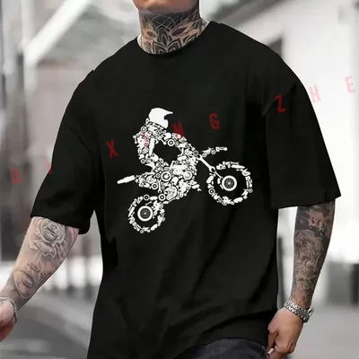 T-shirt haut de gamme pour les passionnés de moto, en coton, à manches courtes, décontracté, respirant, unisexe, pour l'été