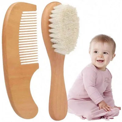 Baby Care Pure Natural Wool Soft Baby Wooden Brush Comb Brush Baby Hairbrush Newborn Infant Comb Head Massager For Baby Shower