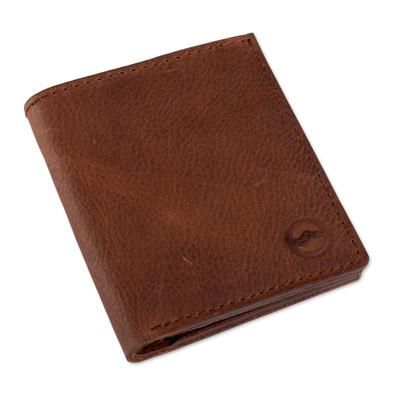 'Espresso Brown 100% Leather Men's Bi-Fold Wallet from Peru'