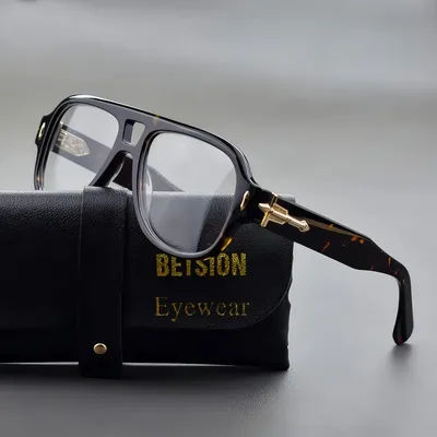 BETSION – lunettes de vue vintage à grande monture carrée en acétate, 54mm, pour hommes et femmes, double pont, pour verres de prescription