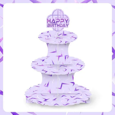 Kpop Purple Lightning Crack Design Cake Stand Birthday Party Decorats Music Party Birthday Decor Baby Shower Supplies