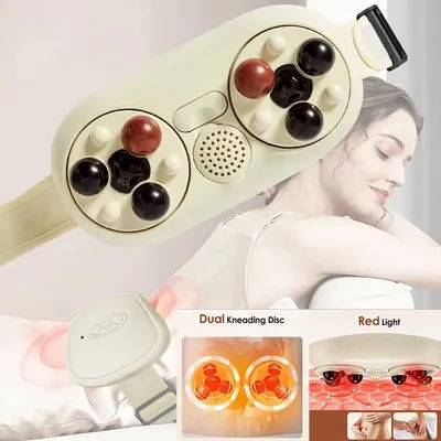 Electric Heated Abdominal Massager Bian Stone Kneading, Wireless 3-Speed Vibrating Anti Cellulite, for Arm Leg Belly Fat Remover