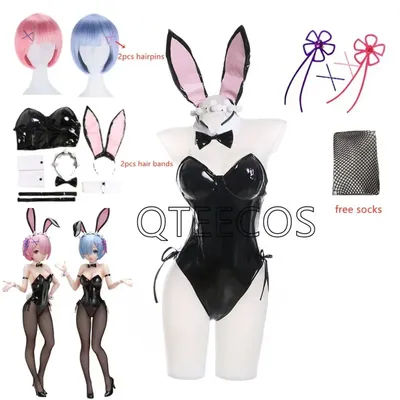 Ram Rem Cosplay Costume Lamb Re:Life In A Different World From Zero Bunny Girl Black Sexy Halloween Party Girl Dress Clothes U
