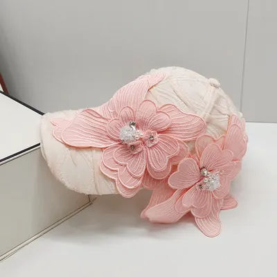 Casquette de baseball légère au design original, brodée de fleurs et de sequins, ornée de cristaux, respirante et protectrice contre le soleil, style Fedora