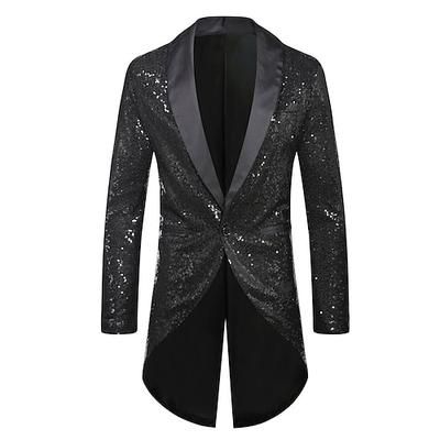 Retrò Vintage Disco Anni '80 Frac Lunghe Disco Paillettes Costume Per uomo Halloween Carnevale Feste Performance Discoteca Adulti Cappotto