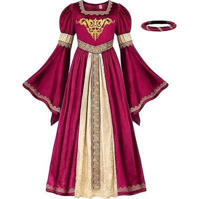 Set Retrò Vintage Medievale Rinascimento Lunghezza al pavimento Vestito Fascia con accessori Lunghe Costume Per donna Fantasia Reale Halloween Carnevale Feste Fiera Rinascimentale LARP Adulti Vestito
