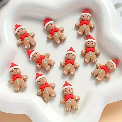 30 DIY Mini Resin Gingerbread Man Statues, Christmas Elements, Hair Clip Decorative Statues, Small Statues, Perfect Jewelry Acce