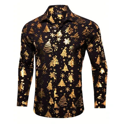 Chemise pour hommes sur le thème de noël, chemise formelle imprimée en 3D pour arbre de noël, haut décontracté à la mode pour hommes