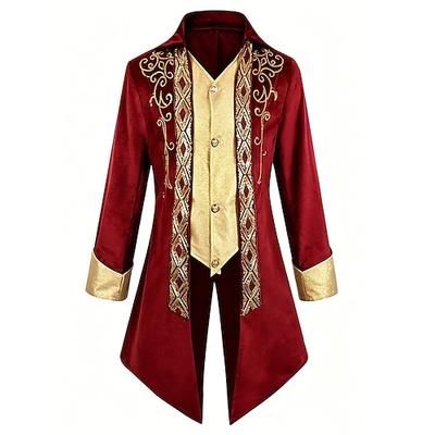 Vittoriano Medievale Rinascimento Cappotto Frac Lunghe Gentiluomo Nobile Paillettes Costume Per uomo Halloween Carnevale Fiera Rinascimentale LARP Adulti Cappotto