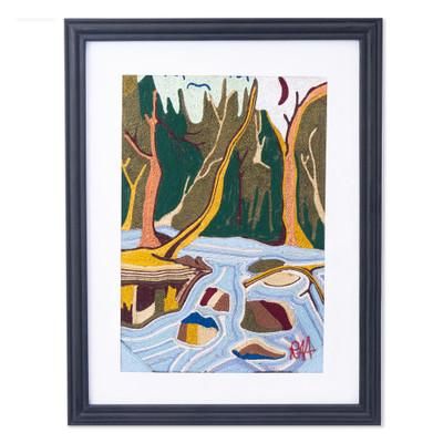 'Nature-Inspired Wood Framed 100% Cotton Wall Art from Ghana'