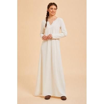 Retrò Vintage Medievale Rinascimento Lunghezza alla caviglia Camicia da notte Abito Tunica Normale Vichingo Tubino Colonna Scollo a V Costume Per donna Vichingo Halloween Carnevale LARP Fiera
