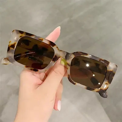 Vintage dégradé petit cadre Rectangle carré lunettes de soleil léopard lunettes de soleil nuances