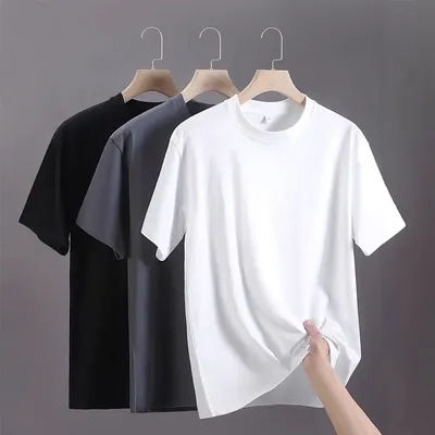 T-shirts pour hommes 2025 – Nouveauté été – T-shirt oversize en coton décontracté de haute qualité à manches courtes – Hauts de sport basiques de couleur unie pour hommes