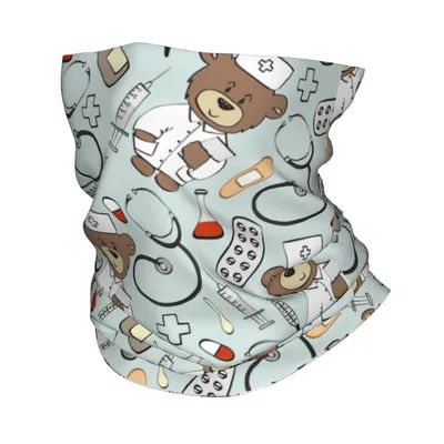 Modèle d'infirmière personnalisé avec ours Bandana cache-cou hommes femmes hiver Ski Tube écharpe guêtre soins de santé soins de santé soins infirmiers visage couverture