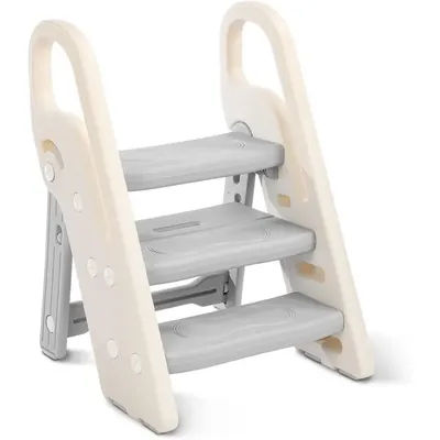 Height-Adjustable 2-3 Step Toddler Stool for Potty Training, Bathroom, and Kitchen Use (Grey)
