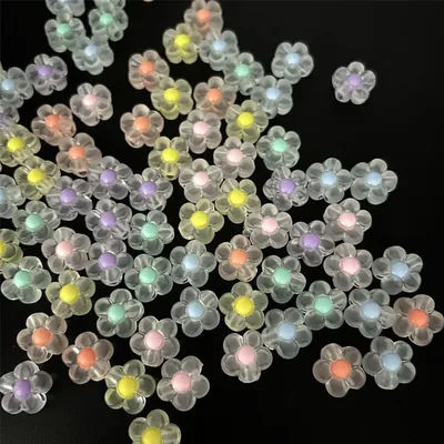 100pcs 12mm Sunflower Acrylic Beads Matte Transparent Mixed Color Spacer Beads Handmade Clipbook Jewelry Gifts