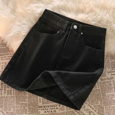 Jupe en jean classique décontractée pour filles, taille haute, coupe trapèze, style coréen, pour l'été