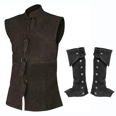 Retrò Vintage Medievale Rinascimento Abiti Gilet Giarrettiere Cavaliere Vichingo Gentiluomo Ranger Elfico Tinta unita Costume Per uomo Costumi da pirata Fantasia Carnevale Performance Casual