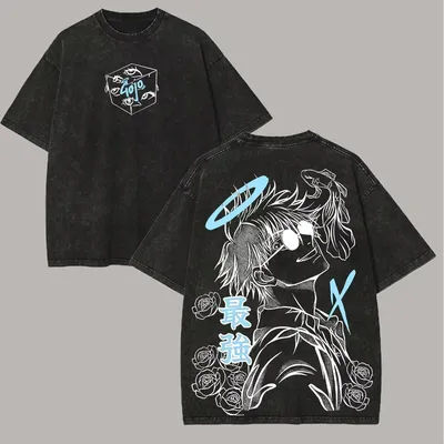 T-shirt imprimé Jujutsu Kaisen Gojo Satoru 2026 pour hommes et femmes, T-shirt délavé en coton vintage de haute qualité, hauts Y2K