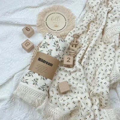 Floral Baby Muslin Blanket Newborn Babies Accessories Thin Cotton Swaddle Wrap Soft Diapers for New Born Bed Cover Quilt Manta