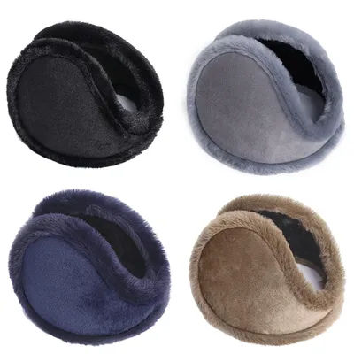 Cache-oreilles en peluche douce pour femmes et hommes, cache-oreilles chauds d'hiver, mode couleur unie, Protection contre le froid en plein air