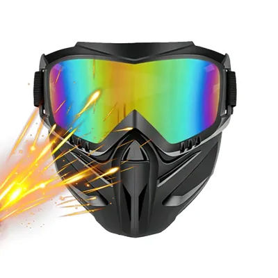 2 in 1 Motorcycle Face Cover Anti Fog Detachable Goggles Windproof Adjustable Shield for welding Riding Cycling Skiing Outdoor