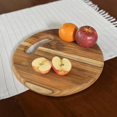 'Avant-Garde Carved Round Wood Charcuterie and Cutting Board'
