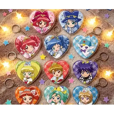 Twin Princesses of the Wonder Planet Anime Acrylic Pendant Keychains Gifts Collection decorative 6cm Cell Phone Pendant Earrings