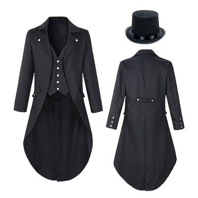 Cappotto medievale retro vintage del XVIII secolo giacca a tuxedo vampiro cavaliere costume eleglante costume dell'elfo Ebenezer Scrooge fantasia steampunk festa/sera cappotto per adulti cappello