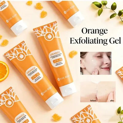 Orange Exfoliating Gel With Vitamin C Gentle Deep Cleaning Longlasting Moisturizing Smooth Skin Unisex Exfoliating Gel 1/2/3pcs