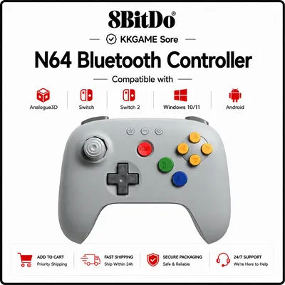 8BitDo Bluetooth Controller Gamepad for Analogue 3D, Nintendo Switch, Switch 2, Windows and Android Game Accessories