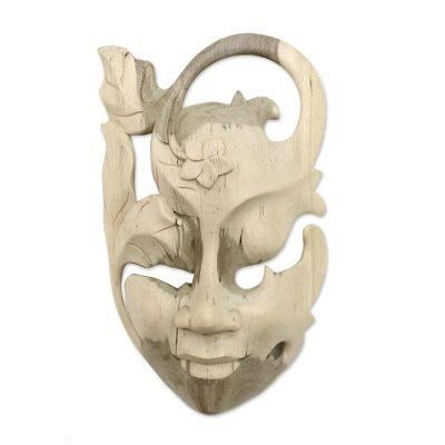 Frangipani Flower Woman,'Hibiscus Wood Wall Mask'