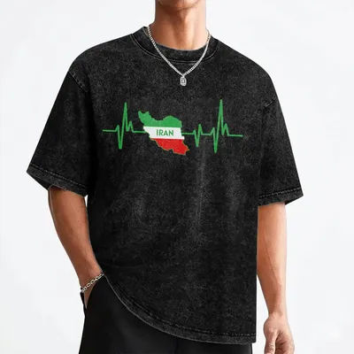 T-shirts drapeau Iran Lion et Soleil en coton lavé, style streetwear vintage, imprimés pour hommes et femmes