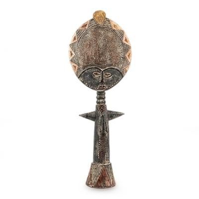 'African Fertility Doll Sculpture Hand-Carved from Sese Wood'