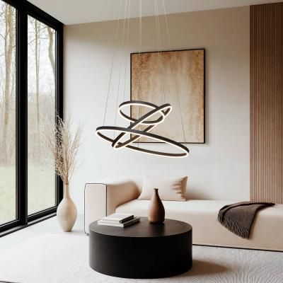 Lampada LED a sospensione Arcchio Albiona, nero, 3 anelli, Ø 80 cm Albiona Arcchio, dimmerabile, Nero, Metallo, Moderno