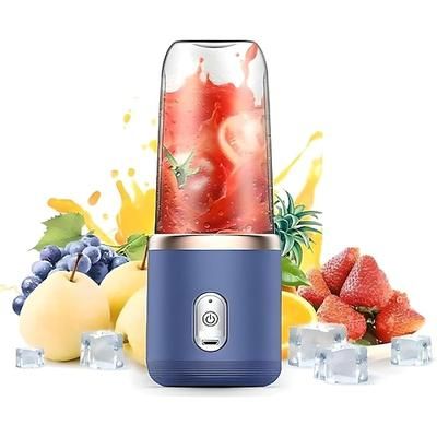 Frullatore portatile, frullatore personale ricaricabile tramite USB, mini frullatore per frullati e smoothie, spremiagrumi portatile da 400 ml per frutta e verdura con 6 lame e coperchio da viaggio,