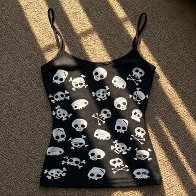 Y2k Aesthetic Graphics Print Clothes Vintage Punk Gothic Camisole Top Grunge Baby Tee Women's Corset Emo girl Tank Tops Crop Top