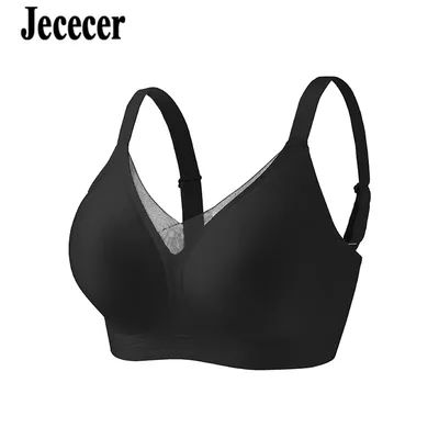Jececer sans fil Push Up soutien-gorge sans couture détachable coussin de poitrine grandes tailles gros seins Look petite couverture complète Bralette