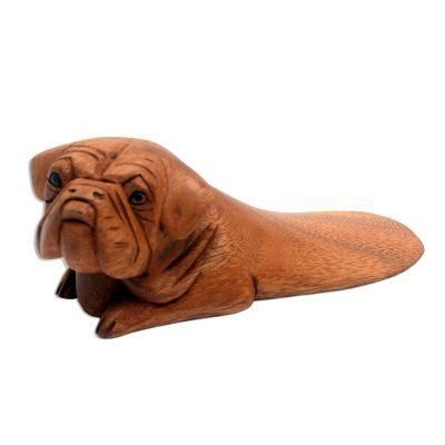 Pug Head,'Pug Doorstop Hand Carved from Wood'