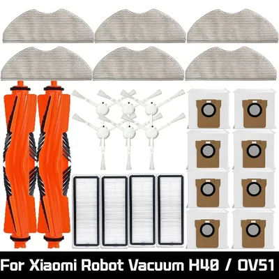 For Xiaomi Robot Vacuum H40 / OV51 Accessories Main Side Brush Mop Cloth HEPA Filter Dust Bag Replacement Spare Parts