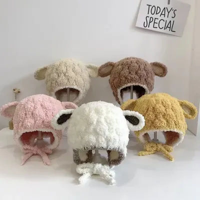Chapeau chaud en peluche pour oreilles, mignon, résistant au froid, épais, Protection des oreilles, velours corail, coupe-vent, pull, casquette d'hiver