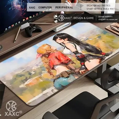 Tapis de jeu Final Fantasy Aerith Tifa 600 X 350mm, tapis de bureau avec bords cousus, tapis de souris, tapis de jeu, accessoires de bureau, XAXC