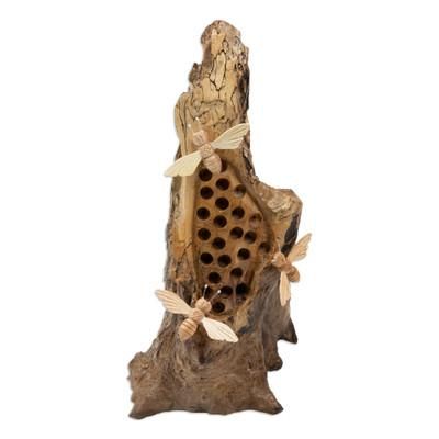 Bee Family,'Bee-Themed Jempinis and Benalu Wood Sculpture from Bali'