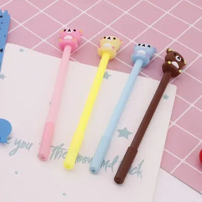 Stylos à Gel ours de dessin animé mignon, 50 pièces, papeterie d'apprentissage créative, stylo de Signature, fournitures scolaires Kawaii B