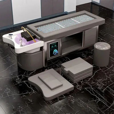Customizable Stainless Steel Shampoo Bed Moxibustion Massage Table Hair Washing Chair For Beauty Salon Spa Furniture